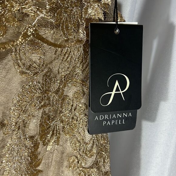 ADRIANNA PAPELL MOTHER OF THE BRIDE GOLD LACE GOWN NWT NEW SIZE 4 - Picture 8 of 9